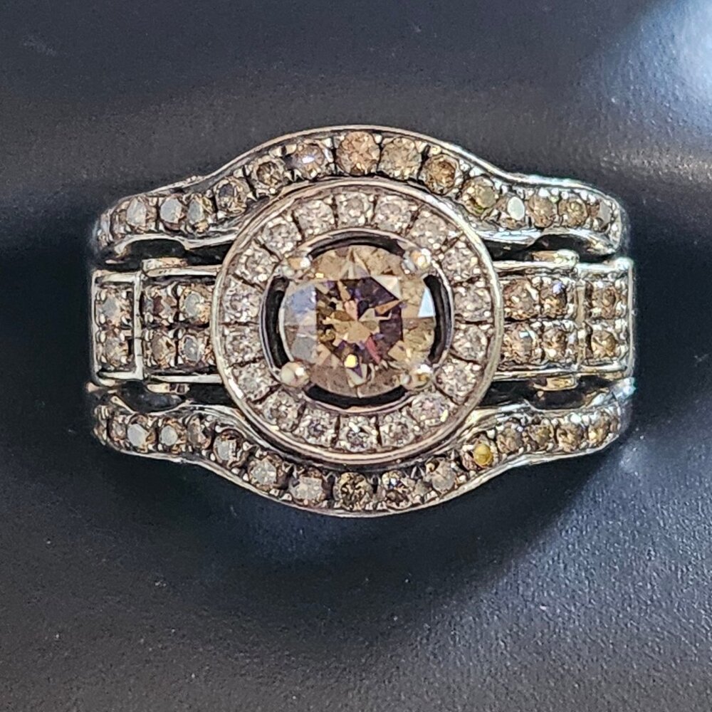 Levian 14K White Gold 1.60 TCW Diamone Chocolate Engagement or Cocktail Rings